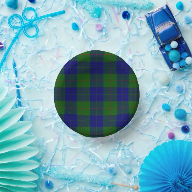 Barclay tartan blue green plaid paper plate (Party)