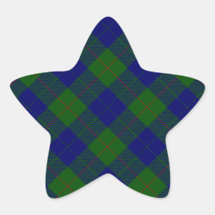 Barclay tartan blue green plaid star sticker