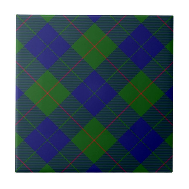 Barclay tartan blue green plaid tile (Front)