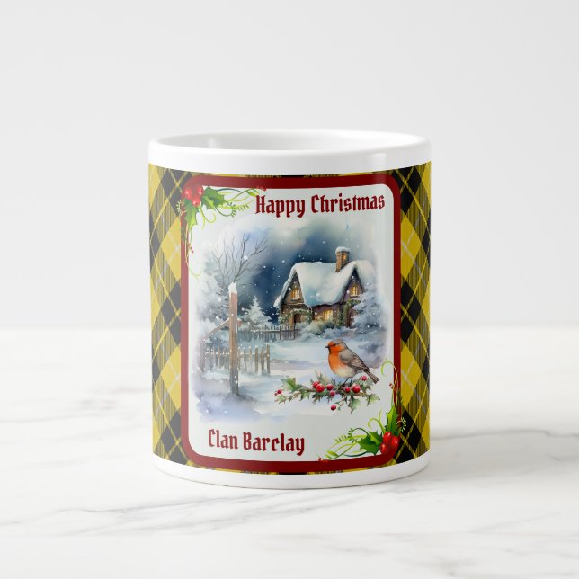 Barclay Tartan & Robin Christmas Large Coffee Mug (Front)
