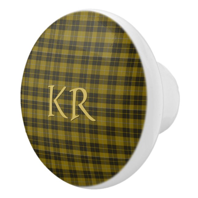 Barclay Tartan with your initials, Scottish Plaid Ceramic Knob (Right)
