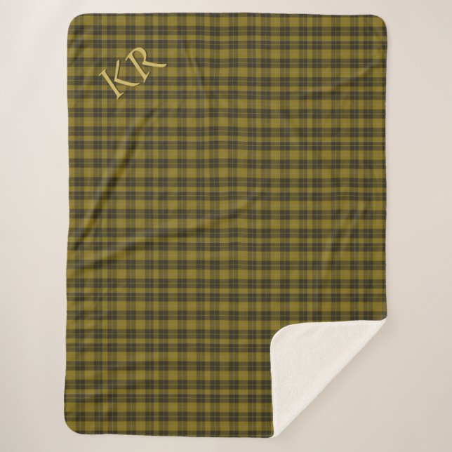Barclay Tartan with your initials, Scottish Plaid Sherpa Blanket (Front)