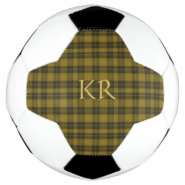 Barclay Tartan with your initials, Scottish Plaid Soccer Ball (Front)