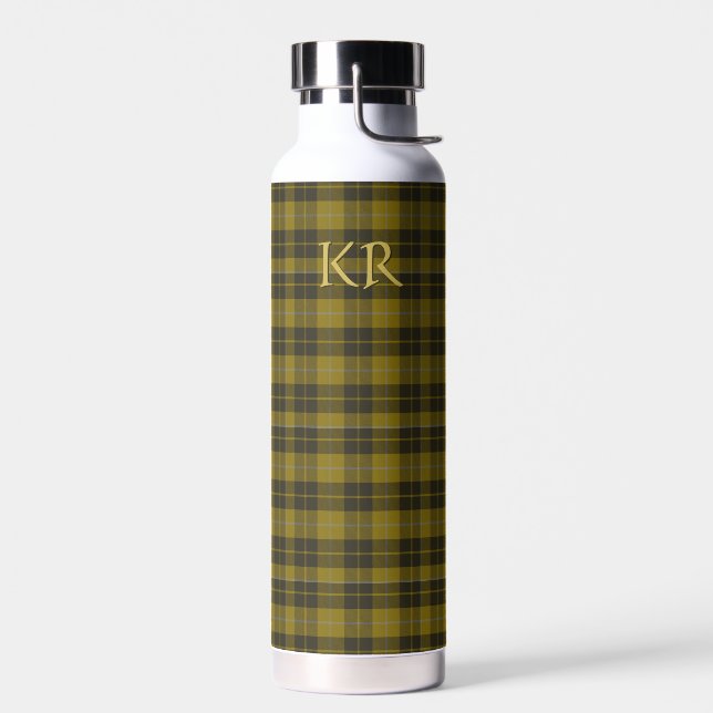 Barclay Tartan with your initials, Scottish Plaid Water Bottle (Left)