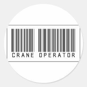 Barcode Crane Operator Classic Round Sticker
