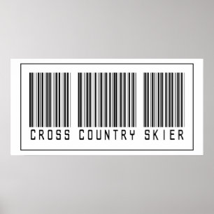Barcode Cross Country Skier Poster