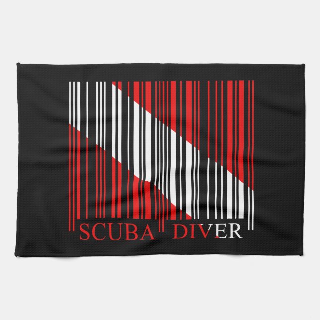 Barcode Dive Flag Kitchen Towel (Horizontal)