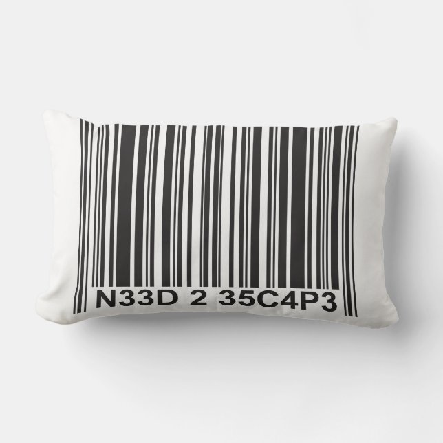 Barcode Leetspeak - Need to Escape Lumbar Pillow (Front)