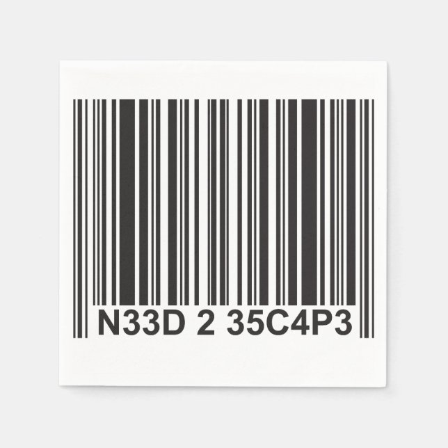 Barcode Leetspeak - Need to Escape Napkin (Front)