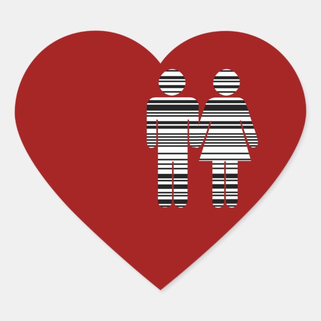 barcode man and woman heart sticker (Front)