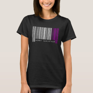 Barcode Merry Christmas Asexual Pride Flag LGBTQ Q T-Shirt