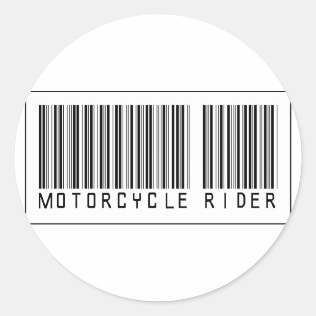 Barcode Motorcycle Rider Classic Round Sticker (Front)