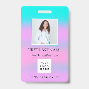 Barcode Photo IDNumber Therapy Nurse Doctor Health Badge