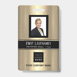 Barcode Photo Name ID Card Vertical Metallic Badge