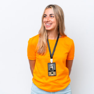 Barcode Photo Name ID Card Vertical Metallic Badge