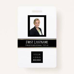Barcode Photo Name ID Card Vertical Modern Badge