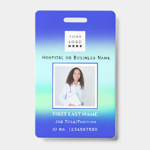 Barcode Photo Nurse Doctor Health Blue Hospital Badge