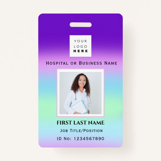 Barcode Photo Nurse Doctor Health Colour Therapist Badge (Front)