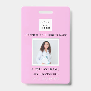 Barcode Photo Nurse Doctor Health Emergency Pink Badge
