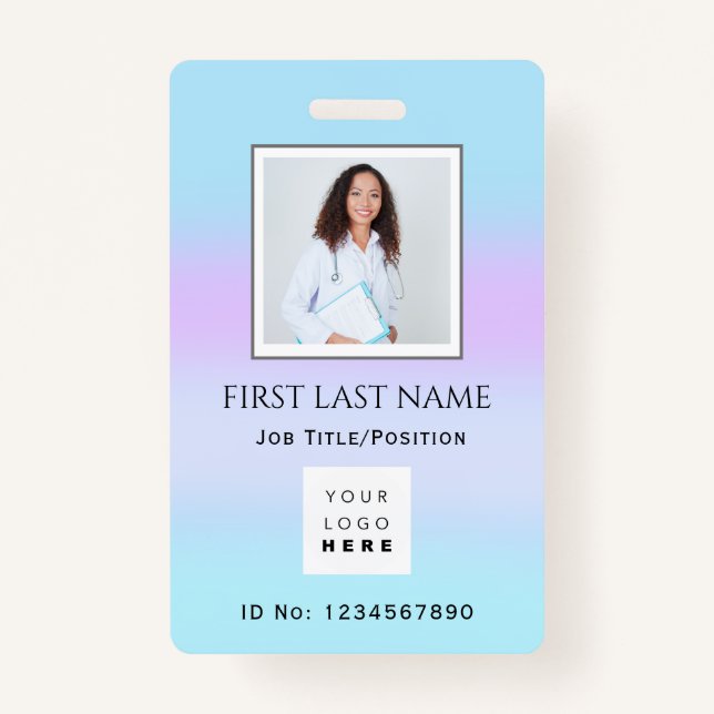 Barcode Photo Therapist  Nurse Doctor Health Care Badge (Front)