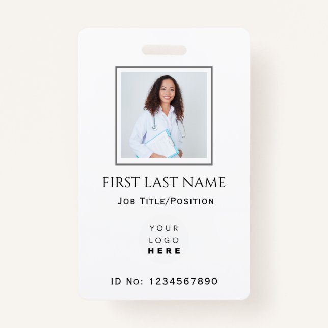 Barcode Photo Therapist Nurse Doctor Health IDCard Badge (Front)