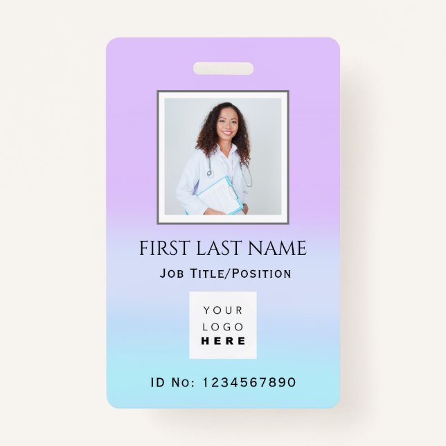 Barcode Photo Therapist  Nurse DoctorHealth Purple Badge (Front)