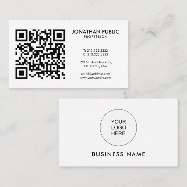 Barcode QR Code Your Logo Here Modern Profile Business Card (Front/Back)