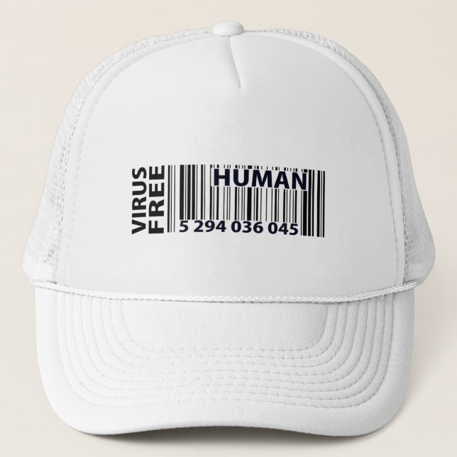 Barcode Virus Free Human  Trucker Hat (Front)