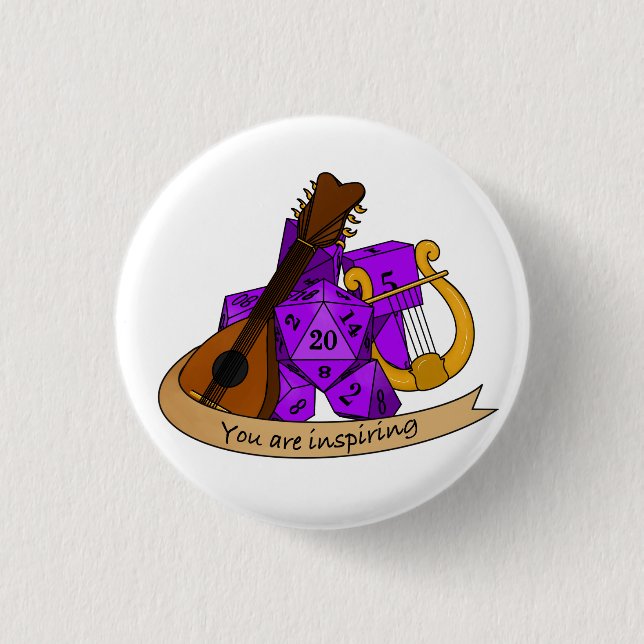 Bard Dice Design 1 Inch Round Button (Front)