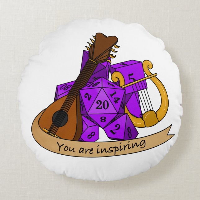 Bard Dice Design Round Pillow (Front)