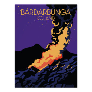 Bárðarbunga, affiche de voyage en Islande.