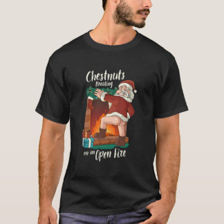 Bare Arsed Santa Rude Pun Roasting Nuts T-Shirt