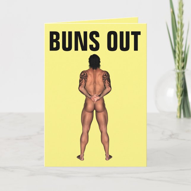 BARE BUTT GUY BIRTHDAY CARD  (Front)