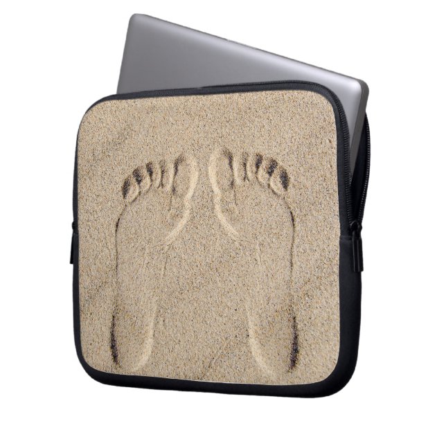 Bare Feet Footprints In Sand Laptop Sleeve (Front Left)