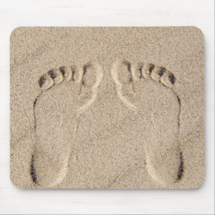 Bare Feet Footprints In Sand Mouse Pad