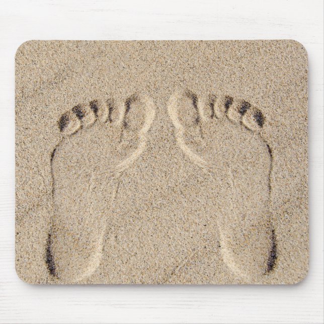 Bare Feet Footprints In Sand Mouse Pad (Front)