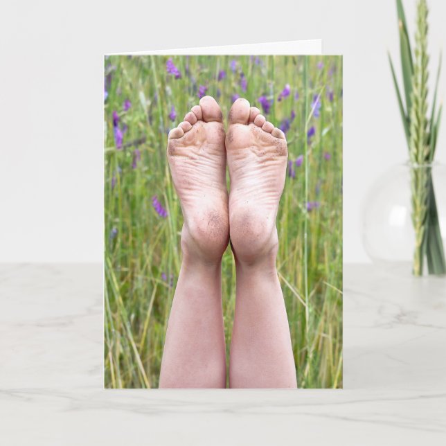 bare feet in wildflowers Name Day Card (Front)