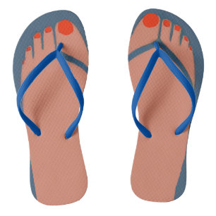 Bare Feet, Red Toes Flip Flops