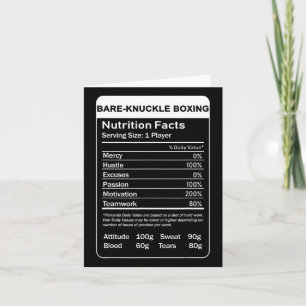 Bare-knuckle Boxing Nutrition Facts Card