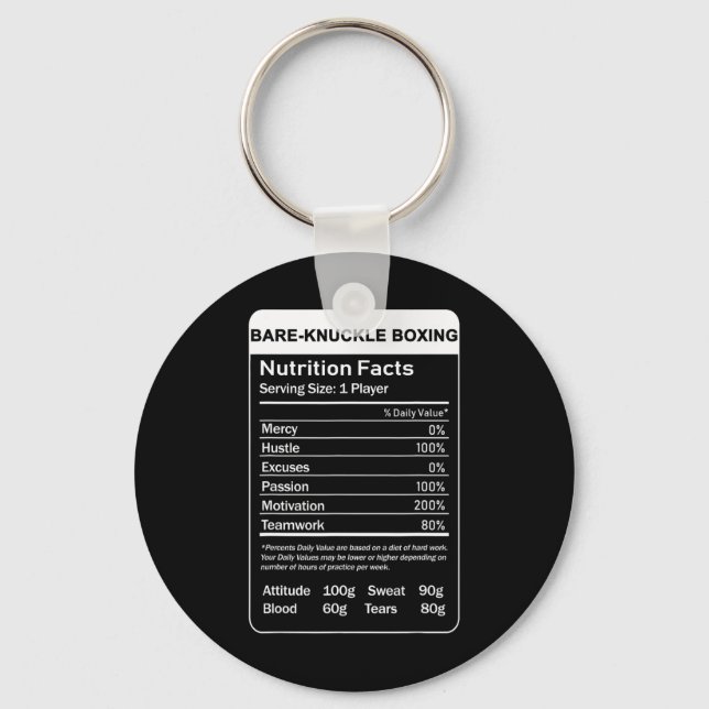 Bare-knuckle Boxing Nutrition Facts  Keychain (Front)