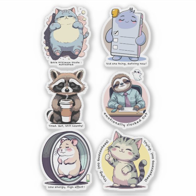 Bare Minimum Club Sticker Sheet | Relatable funny (Front)