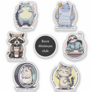 Bare Minimum Club Sticker Sheet   Relatable funny