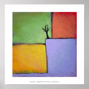 Bare tree colourful art all seasons modern poster