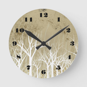 Bare Winter Trees Round Clock