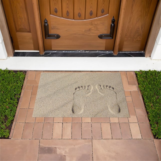 Barefeet Footprints in Sand  Doormat (Outdoor)
