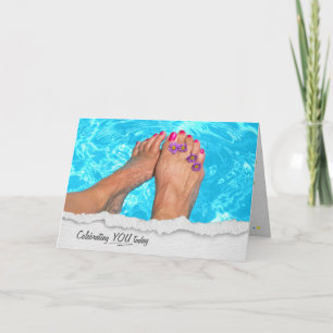 Barefeet In Swimming Pool Birthday Card
