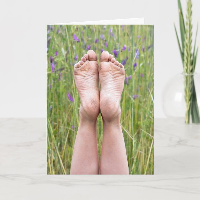 Barefeet in Wildflowers Birthday Card (Front)