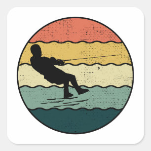 Barefoot Barefooting skiing Water sport Motorboat Square Sticker