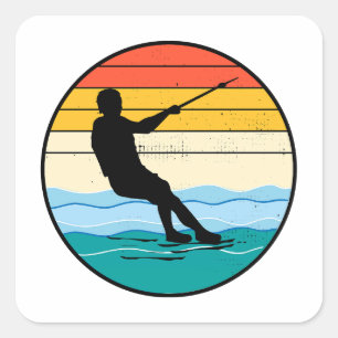 Barefoot Barefooting skiing Water sport Motorboat Square Sticker