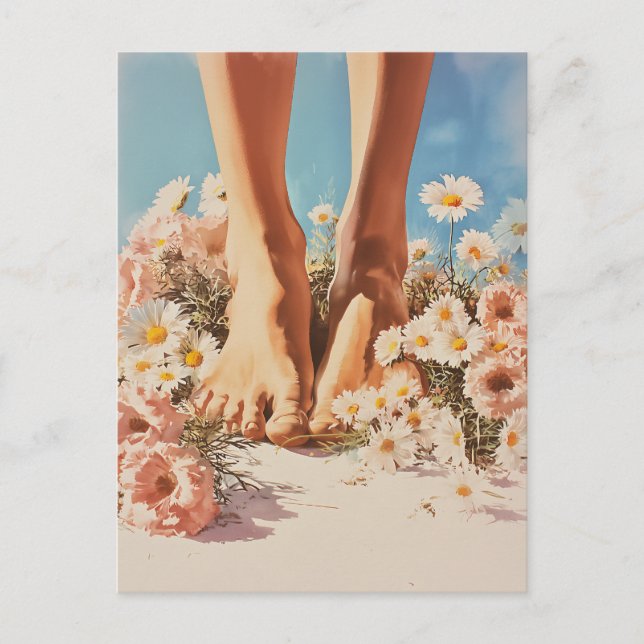 Barefoot Blooms Summer Art Postcard (Front)